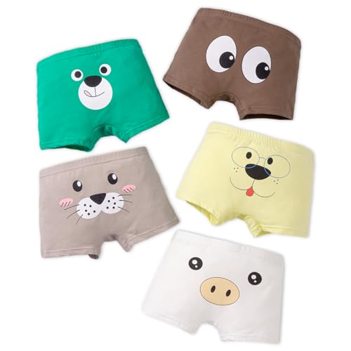 GRPSKCOS Kinder Jungen Boxershorts- Dinosaurier Muster Unterhosen 5er Pack Bedruckt Stretch Baumwolle, 2-8 Jahre(02 Tier,2-4 Jahre) von GRPSKCOS