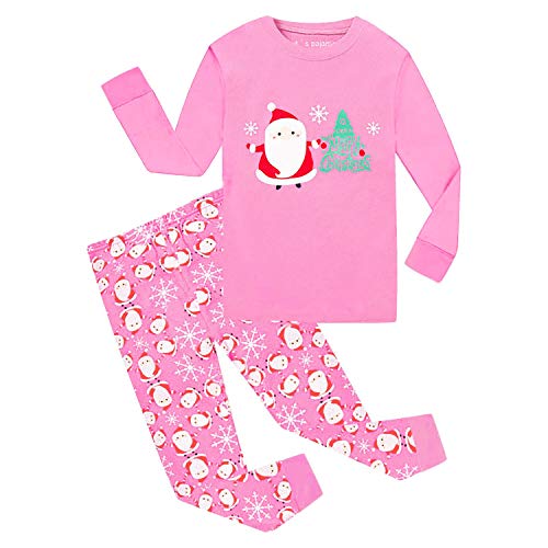 GRPSKCOS Mädchen Weihnachtspyjama Kleinkind Kinder Mädchen Jungen Weihnachtsmann Schlafanzug Winter Nachtwäsche Kinderkleidung Xmas Pjx 2-12 Jahre(01 Rosa, 10 Jahre) von GRPSKCOS