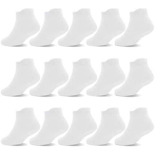 GRPSKCOS Stoppersocken Kinder 15 Paar ABS Knöchelsocken Rutschsocken Socken Kinder Antirutsch Socken für Kleinkinder Jungen Mädchen（#4 Weiß, 1-3 Jahre） von GRPSKCOS