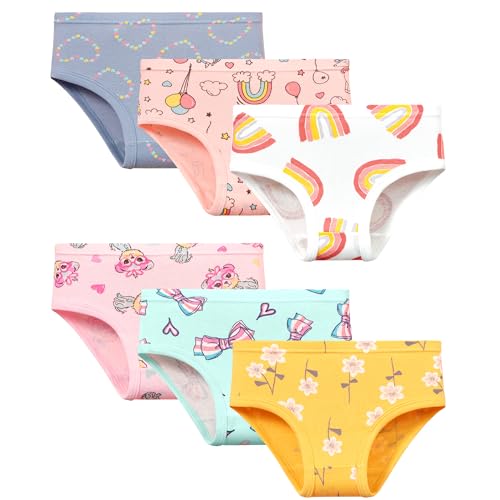 GRPSKCOS Unterhosen Mädchen, 6er Pack Kinder Unterwäsche Mädchen Weiche Baumwolle Unterhosen（02 Kätzchen Liebe, 3-4 Jahre von GRPSKCOS