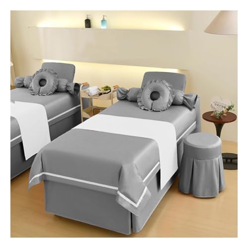 4-teiliges Wellness-Bettwäsche-Set Bettdecke Mit Öffnung für Gesichtsauflage Bettvolant Mit Elastischem Schnitt für Schönheitssalons Und Entlüftungsräume(Multi-colored/A,180x70x55 cm) von GRRICEPL