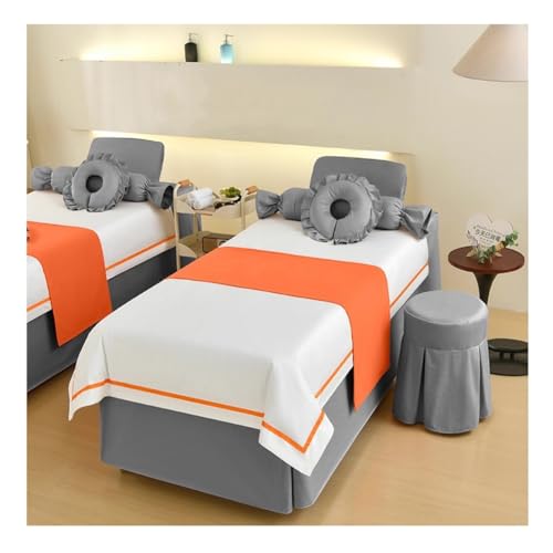 4-teiliges Wellness-Bettwäsche-Set Bettdecke Mit Öffnung für Gesichtsauflage Bettvolant Mit Elastischem Schnitt für Schönheitssalons Und Entlüftungsräume(Multi-colored/B,180x70x55 cm) von GRRICEPL