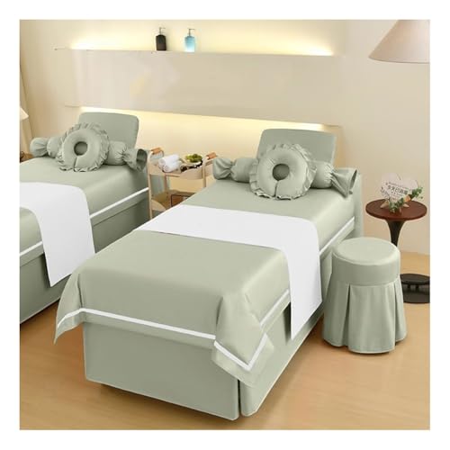 4-teiliges Wellness-Bettwäsche-Set Bettdecke Mit Öffnung für Gesichtsauflage Bettvolant Mit Elastischem Schnitt für Schönheitssalons Und Entlüftungsräume(Multi-colored/C,190x70x55 cm) von GRRICEPL