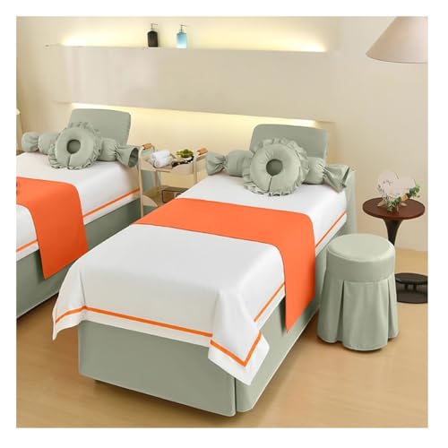 4-teiliges Wellness-Bettwäsche-Set Bettdecke Mit Öffnung für Gesichtsauflage Bettvolant Mit Elastischem Schnitt für Schönheitssalons Und Entlüftungsräume(Multi-colored/D,190x70x55 cm) von GRRICEPL