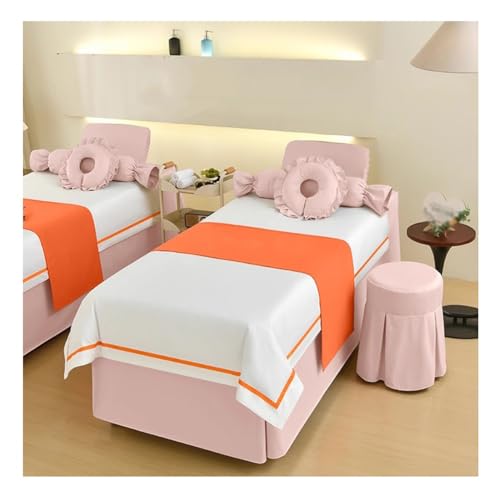 4-teiliges Wellness-Bettwäsche-Set Bettdecke Mit Öffnung für Gesichtsauflage Bettvolant Mit Elastischem Schnitt für Schönheitssalons Und Entlüftungsräume(Multi-colored/F,190x70x55 cm) von GRRICEPL