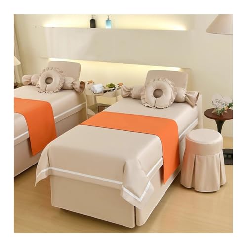 4-teiliges Wellness-Bettwäsche-Set Bettdecke Mit Öffnung für Gesichtsauflage Bettvolant Mit Elastischem Schnitt für Schönheitssalons Und Entlüftungsräume(Multi-colored/G,190x70x55 cm) von GRRICEPL
