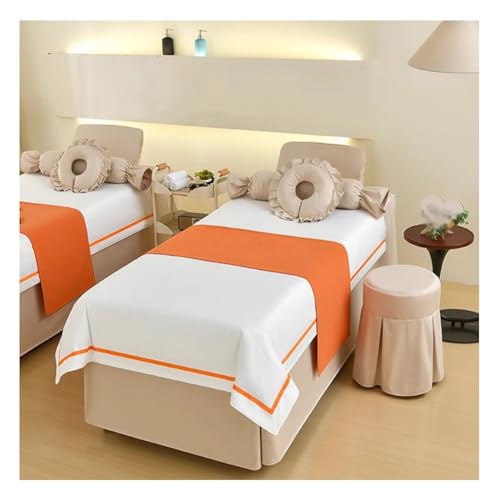 4-teiliges Wellness-Bettwäsche-Set Bettdecke Mit Öffnung für Gesichtsauflage Bettvolant Mit Elastischem Schnitt für Schönheitssalons Und Entlüftungsräume(Multi-colored/H,180x70x55 cm) von GRRICEPL