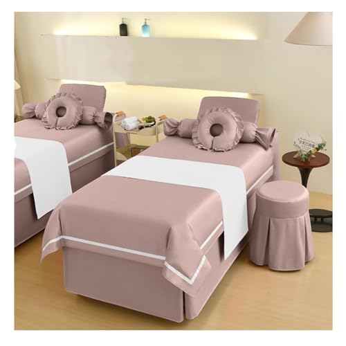 4-teiliges Wellness-Bettwäsche-Set Bettdecke Mit Öffnung für Gesichtsauflage Bettvolant Mit Elastischem Schnitt für Schönheitssalons Und Entlüftungsräume(Multi-colored/I,185x70x55 cm) von GRRICEPL