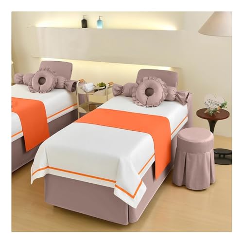 4-teiliges Wellness-Bettwäsche-Set Bettdecke Mit Öffnung für Gesichtsauflage Bettvolant Mit Elastischem Schnitt für Schönheitssalons Und Entlüftungsräume(Multi-colored/J,180x70x55 cm) von GRRICEPL