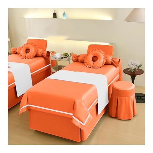 4-teiliges Wellness-Bettwäsche-Set Bettdecke Mit Öffnung für Gesichtsauflage Bettvolant Mit Elastischem Schnitt für Schönheitssalons Und Entlüftungsräume(Multi-colored/K,180x70x55 cm) von GRRICEPL