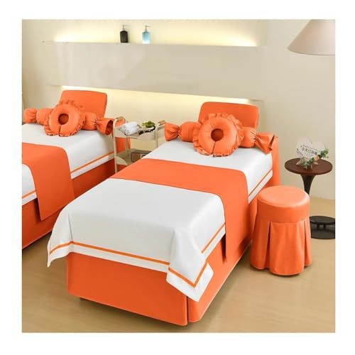 4-teiliges Wellness-Bettwäsche-Set Bettdecke Mit Öffnung für Gesichtsauflage Bettvolant Mit Elastischem Schnitt für Schönheitssalons Und Entlüftungsräume(Multi-colored/L,180x70x55 cm) von GRRICEPL