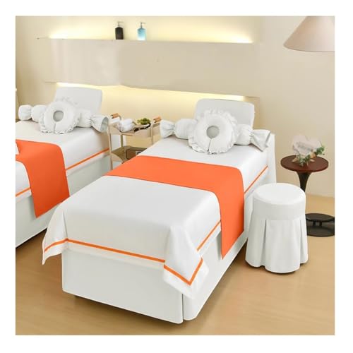 4-teiliges Wellness-Bettwäsche-Set Bettdecke Mit Öffnung für Gesichtsauflage Bettvolant Mit Elastischem Schnitt für Schönheitssalons Und Entlüftungsräume(Multi-colored/M,180x70x55 cm) von GRRICEPL