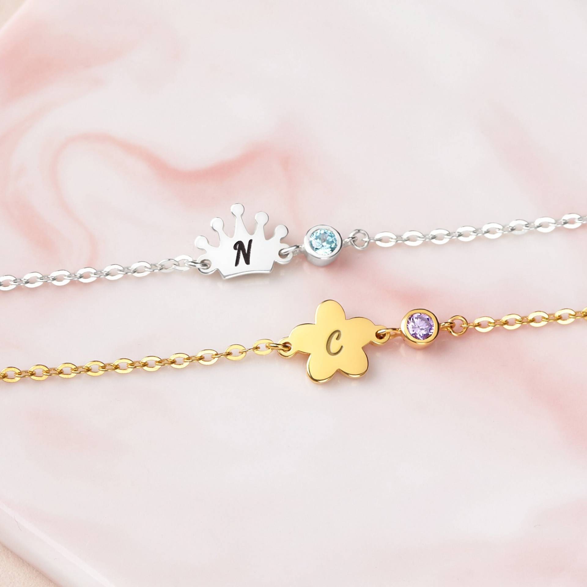 Kleinkind Armband, Erste Armband Mit Birthstone, Geschenke Für Baby-Mädchen, Kinder Schmuck, Kleine Mädchen Geschenk, Schmuck Kind von GRSJewelry