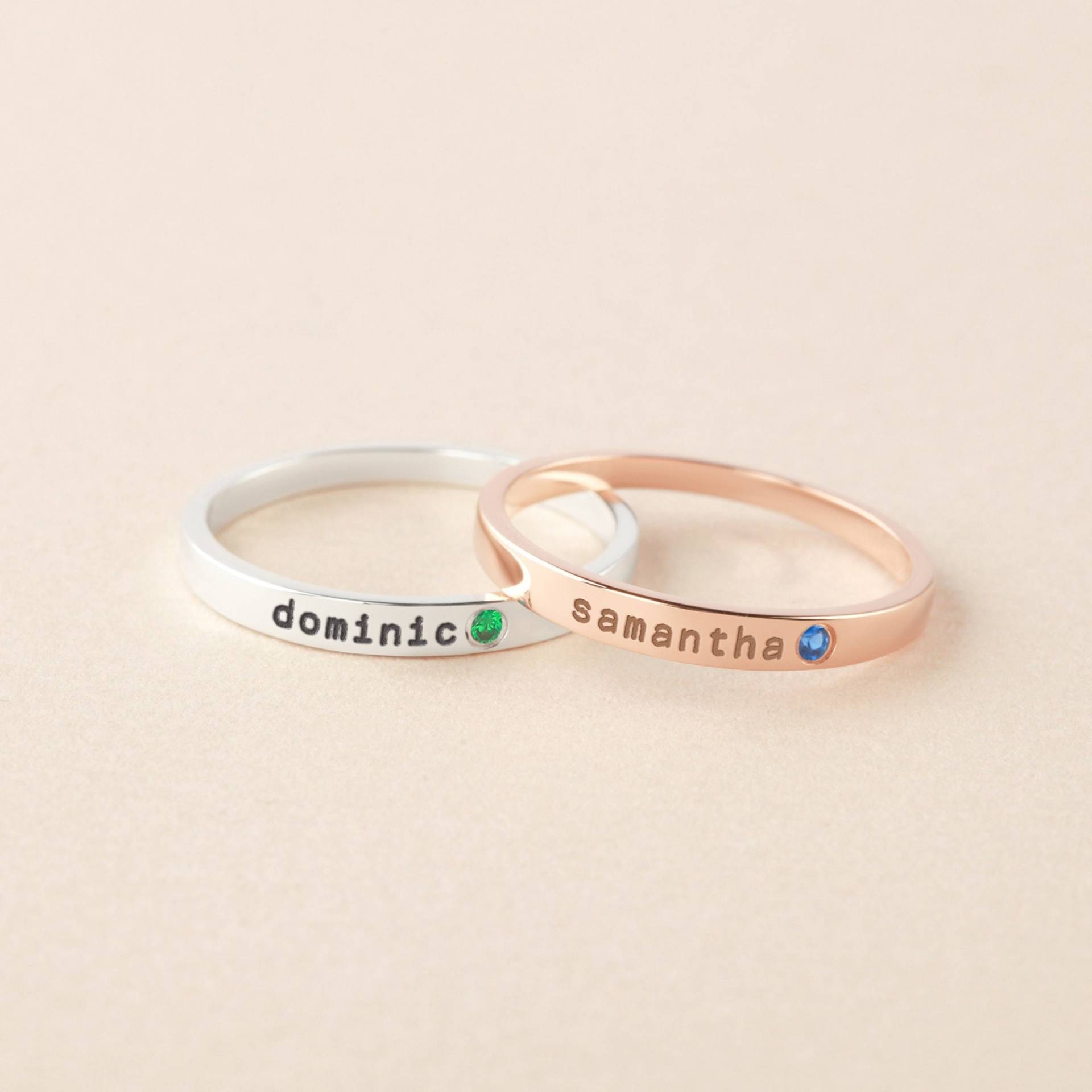 Stapel-Mutterring Mit Name Und Geburtsstein, Muttertagsgeschenk Für Mama, Stapel-Mutterring, Kinder-Namensschmuck, Mütter-Ring, Geburtssteinring von GRSJewelry