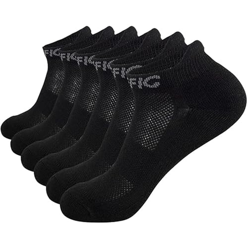 NAFFIC Sneaker Socken Damen 6 Paar Rutschfest Laufsocken Sportsocken Anti-Blasen Frottee Kissen Atmungsaktive Feuchtigkeit Short Ankle Trainer Socken für Laufen Gehen Sport im Freien von GRTLPOK