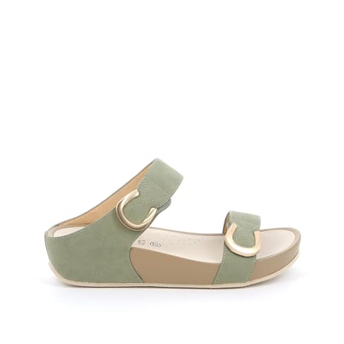 GRUNLAND DIRA CI2577 olivgrüne Damen-Slipper mit Keilabsatz und Tränen 39 von GRÜNLAND il benessere è naturale