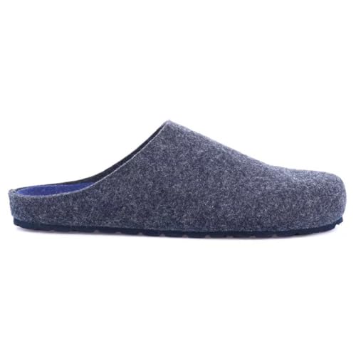 GRUNLAND Herren-Hausschuhe warme Hausschuhe aus regeneriertem Wollfilz mit bequemem Fußbett RE-Soft, Königsblau, 45 EU von GRÜNLAND il benessere è naturale