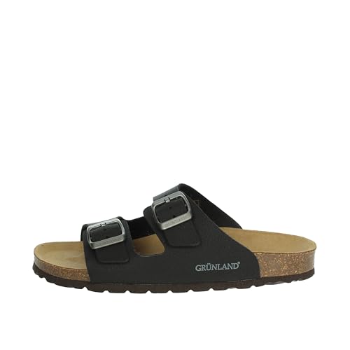 Grunland SARA CB1557 Schwarze anatomische Damenhausschuhe mit Birkenschnallen 39 von GRÜNLAND il benessere è naturale