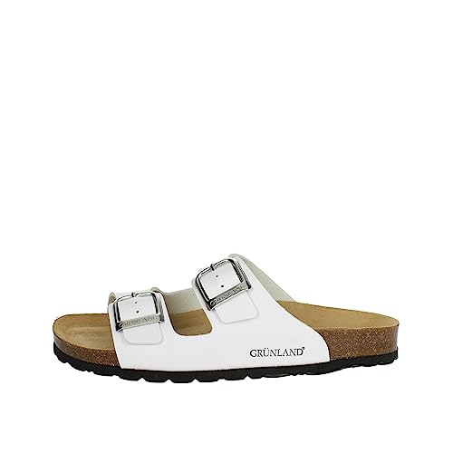 GRUNLAND SARA CB9952 Weisse Damenhausschuhe mit anatomischen Re-Soft-Lederschnallen 38 von GRÜNLAND il benessere è naturale