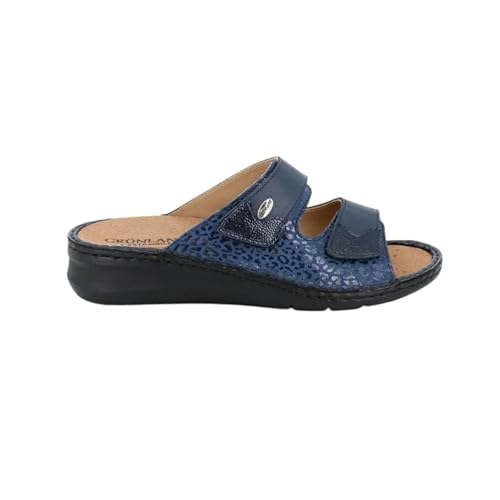 GRÜNLAND Damen DAMI Komfort-Slipper mit doppeltem Klettverschluss, Conforma-Sohle, herausnehmbarer Innensohle aus Kork und Leder und handgefertigten Nähten, AVIO, 37 EU von GRÜNLAND