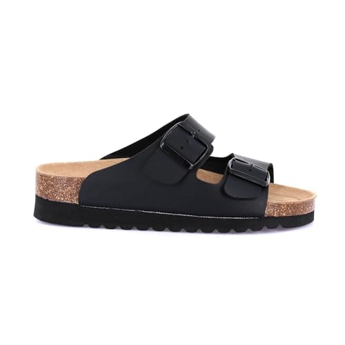 Grunland Doppelschnallen-Slipper für Damen CB2445 Nero 37 von GRÜNLAND il benessere è naturale