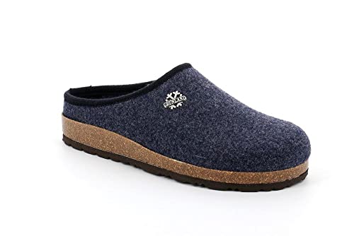 Grunland ROBI CB0173 blau blau Hausschuhe Herren Hausschuhe Fußbett aus Wollfilz 42 von GRÜNLAND il benessere è naturale
