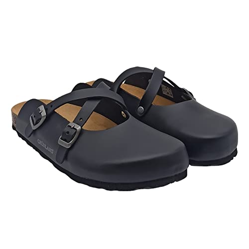 GRUNLAND SARA CB0017 Schwarze Damenhausschuhe Fussbett Webschnallen 38 von GRÜNLAND il benessere è naturale