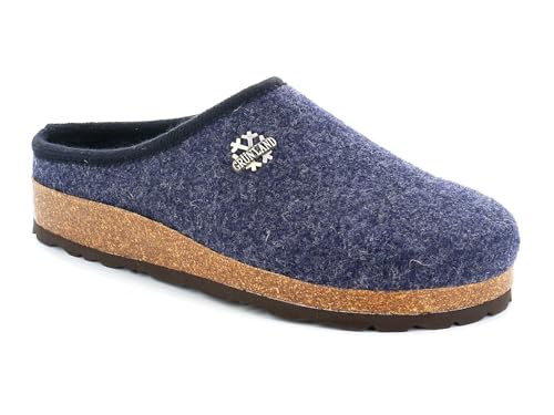 Grunland SARA CB0169 blau Damenhausschuhe Fußbett Filzwolle 38 von GRÜNLAND il benessere è naturale
