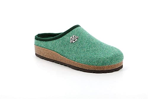Grunland SARA CB0169 grüner Basilikum Damenhausschuh Fussbett Filzwolle 39 von GRÜNLAND il benessere è naturale