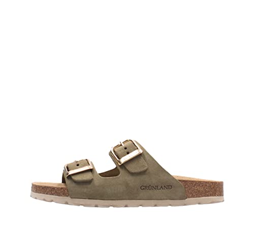 Grunland SARA CB2631 olivgrüne Damenhausschuhe anatomische Re-Soft-Lederschnallen 37 von GRÜNLAND il benessere è naturale