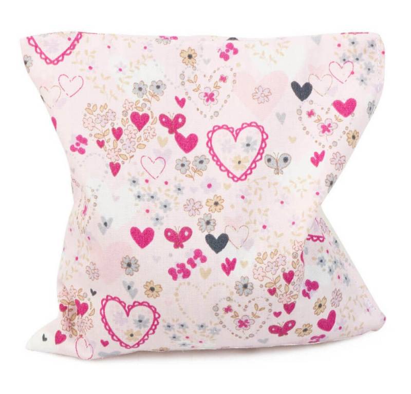 GRÜNSPECHT Kirschkernkissen Traubenkern-Kissen - Herzchen rosa 12x12 cm von GRÜNSPECHT