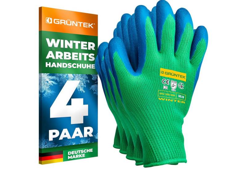 GRÜNTEK Arbeitshandschuhe THERMO Arbeitshandschuhe mit Thermofutter, Schutz Winterhandschuhe (Set, 4 Paar für Herren und Damen Gr. M / 8) Garten-Handschuhe für Gebrauch im Herbst und Winter von GRÜNTEK