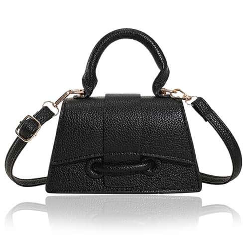 GRUMOTA Mini-Geldbörse für Damen, PU-Leder, Griff oben, Abendhandtasche, niedlich, klein, Crossbody-Tasche, Schwarz von GRUMOTA