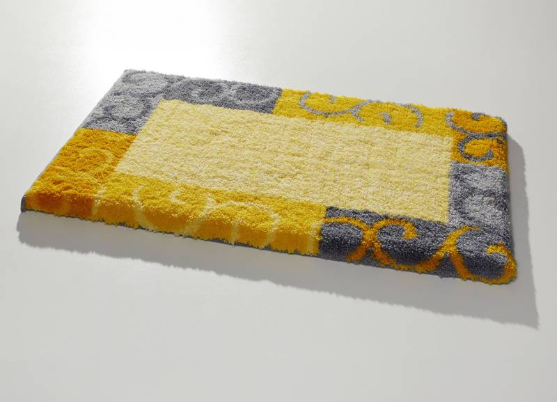 Badgarnitur in Supersoft-Qualität, Größe 108 (Stand-WC-Vorleger, 50/ 50 cm), Gelb-Grau von GRUND