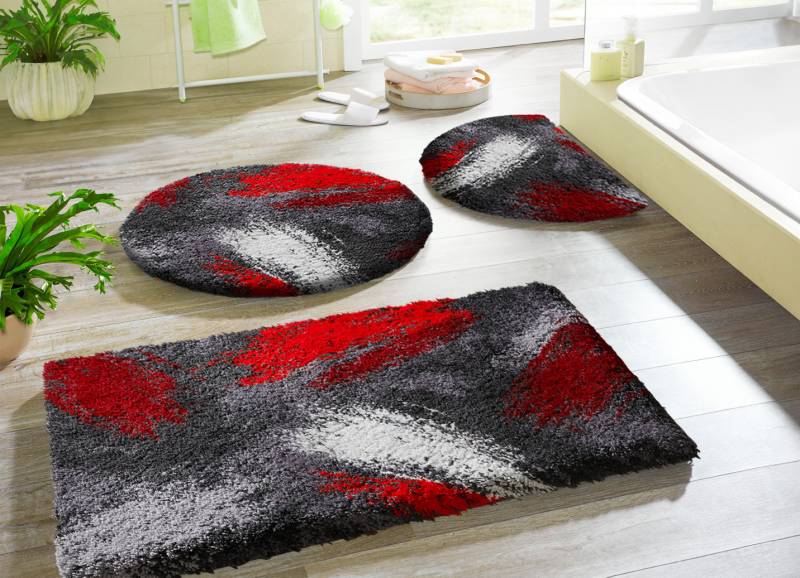 Badgarnitur in Supersoft-Qualität von Grund, Größe 108 (Stand-WC-Vorleger, 50/ 50 cm), Anthrazit von GRUND