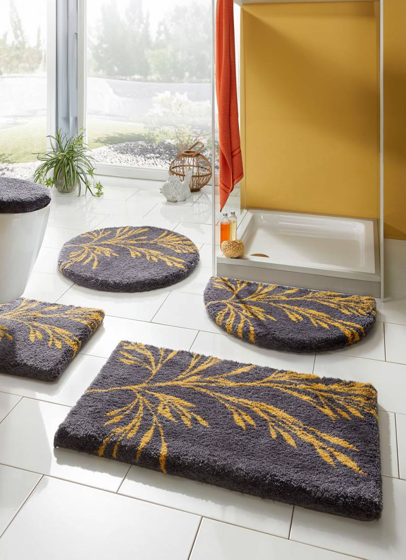 Badgarnitur mit rutschhemmender Latexierung, Größe 108 (Stand-WC-Vorleger, 50/ 50 cm), Grau von GRUND