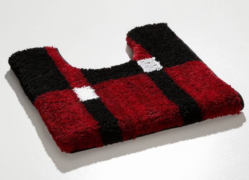 Badgarnitur mit rutschhemmender Rückseite, Größe 108 (Stand-WC-Vorleger, 50/ 50 cm), Rot-Schwarz von GRUND