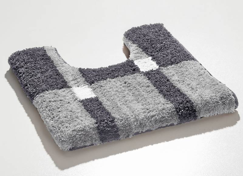 Badgarnitur mit rutschhemmender Rückseite, Größe 108 (Stand-WC-Vorleger, 50/ 50 cm), Silber-Grau von GRUND