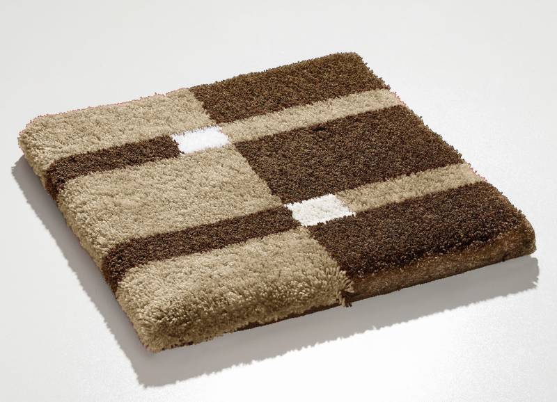 Badgarnitur mit rutschhemmender Rückseite, Größe 109 (Hänge-WC-Vorleger, 50/ 50 cm), Beige-Braun von GRUND