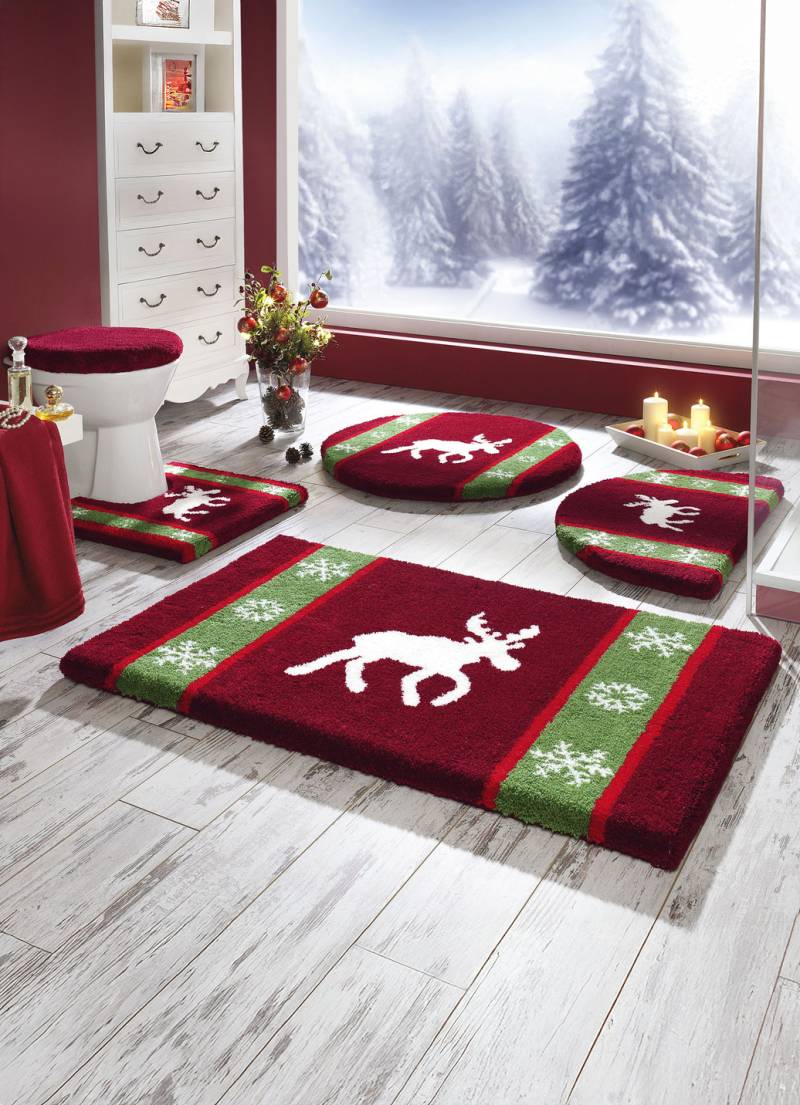 Badvorleger von Grund mit rutschhemmender Rückseite, Größe 108 (Stand-WC-Vorleger, 50/ 50 cm), Rot von GRUND