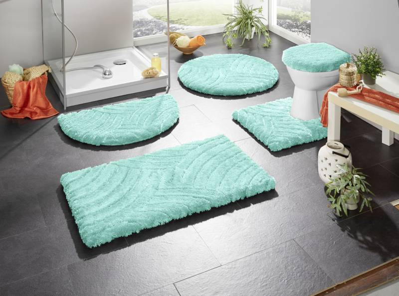 Barfußweiche Magicsoft Badgarnitur, Größe 108 (Stand-WC-Vorleger, 50/ 50 cm), Hellblau von GRUND