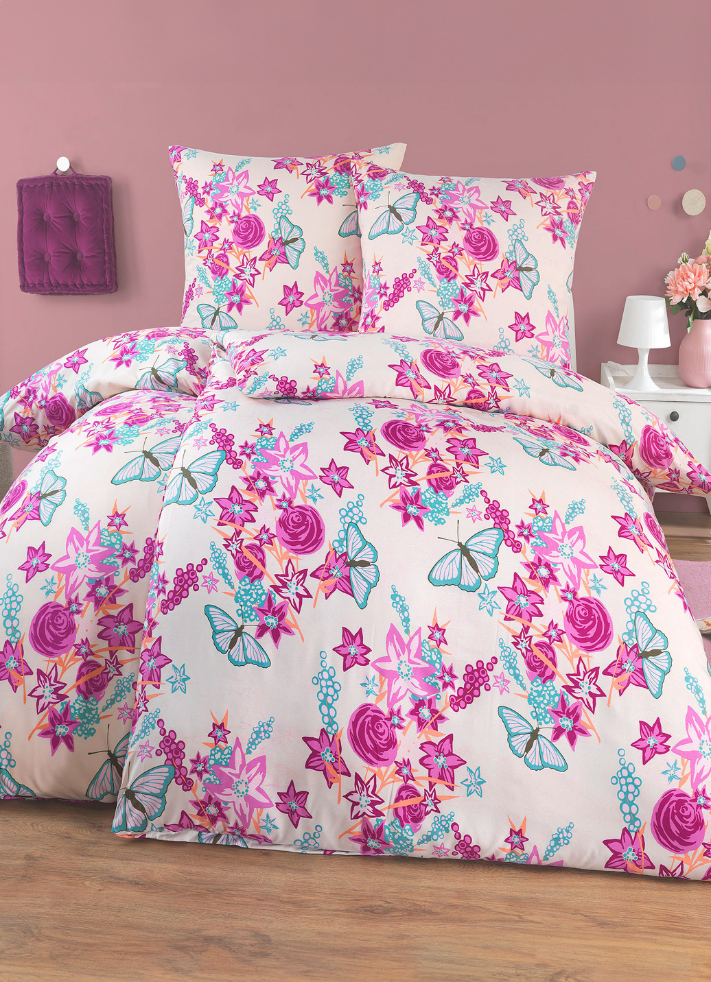 Bettwäsche-Garnitur, Größe 112 (80x80 cm + 135x200 cm), Creme von GRUND