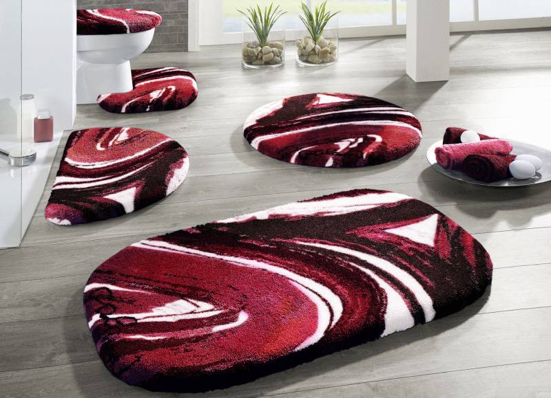 Designer-Badgarnitur in Supersoft Qualität, Größe 108 (Stand-WC-Vorleger, 50/ 60 cm), Rot von GRUND