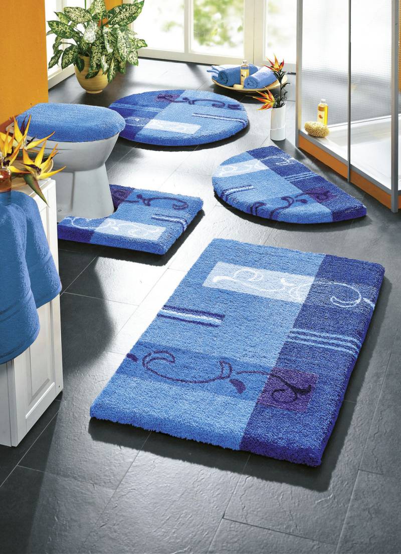 Supersoft Badgarnitur mit rutschhemmender Latexierung, Größe 108 (Stand-WC-Vorleger, 50/ 50 cm), Blau von GRUND