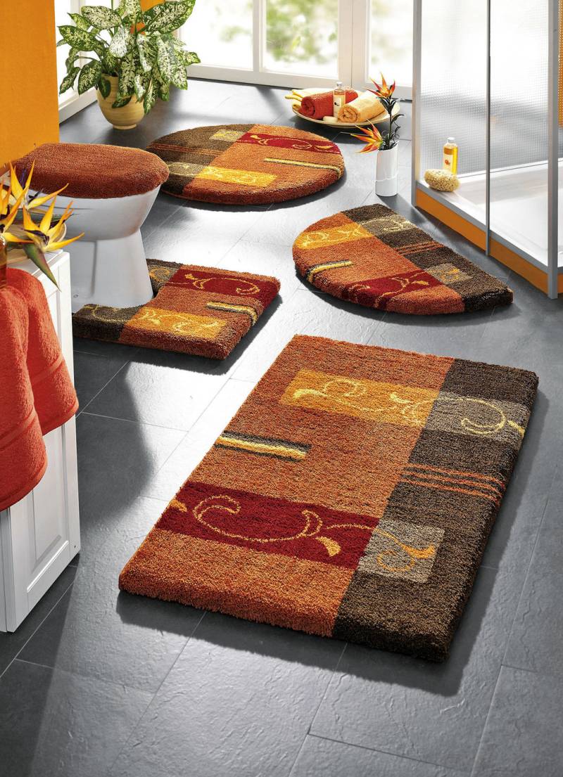 Supersoft Badgarnitur mit rutschhemmender Latexierung, Größe 109 (Hänge-WC-Vorleger, 50/ 50 cm), Terra von GRUND