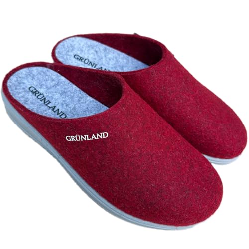 GRUNLAND Hausschuhe für den Winter, Damen, Basic, aus echtem Wollfilz, warme Einlegesohle aus Filz, Rand aus Asche, 39 EU von GRÜNLAND il benessere è naturale