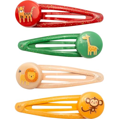GRUSS & CO Haarspangen-Set Motiv "Dschungel" | Geschenkset mit 4 Haarspangen | Geschenk Kindergeburtstag, Schultüte, Mädchen | 70120 von GRUSS & CO
