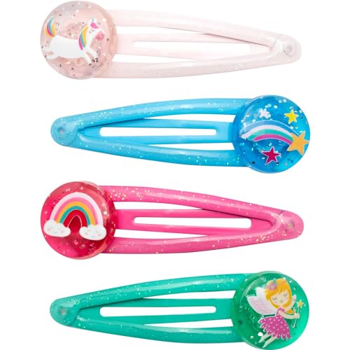 GRUSS & CO Haarspangen-Set Motiv "Einhorn" | Geschenkset mit 4 Haarspangen | Geschenk Kindergeburtstag, Schultüte, Mädchen | 70126 von GRUSS & CO