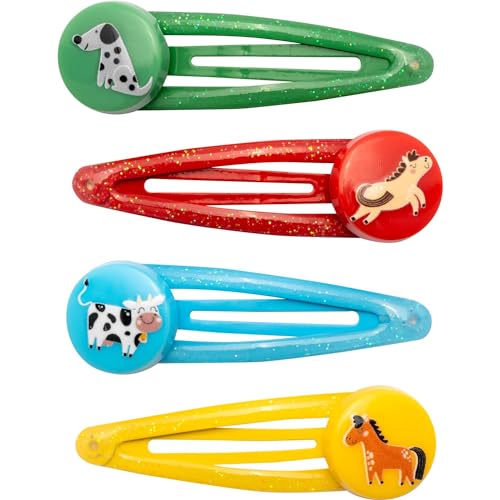 GRUSS & CO Haarspangen-Set Motiv "Farm" | Geschenkset mit 4 Haarspangen | Geschenk Kindergeburtstag, Schultüte, Mädchen | 70111 von GRUSS & CO