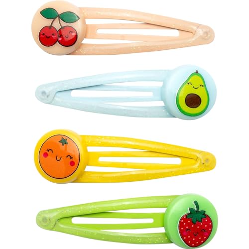GRUSS & CO Haarspangen-Set Motiv "Obst" | Geschenkset mit 4 Haarspangen | Geschenk Kindergeburtstag, Schultüte, Mädchen | 70108 von GRUSS & CO